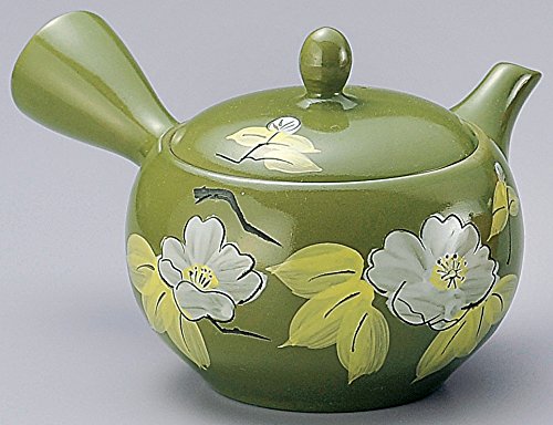 Yamakikai Green Kyusu(Japanese teapot) with white flowers with a strainer 420cc GL1841 from Japan