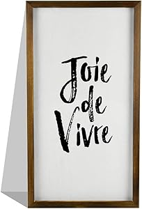 EricauBird Joie De Vivre Wood Sign, French Citation Sign, Decorative Home Wall Art, Framed Sign for Home Wedding Party Farmhouse, Personalized Housewarming Gift, 12x22