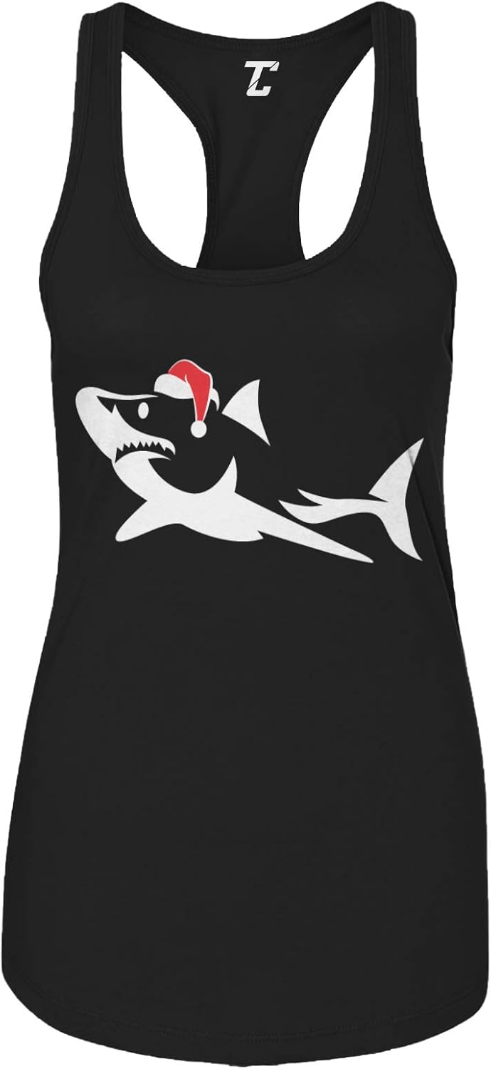 Christmas Shark Silhouette - Xmas Santa Claus Women's Tank Top
