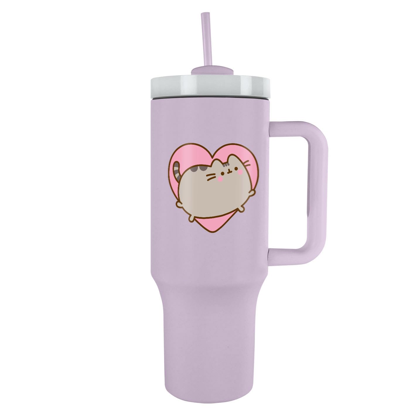 Pyramid International Pusheen Heart 40oz/1200ML Tumbler with Straw and Lid, Advanced Double-Wall Vacuum Insulation, Keeps Cold Up to 11 Hours, Hot Up to 7 Hours, BPA-Free, Red