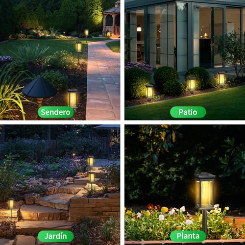 JESWO 4PCS Lamparas Solares Exterior Jardin | Automático Lámpara de Tungsteno de Alta Luminosidad, Impermeables IP65 Luces Solares para Jardin, Césped