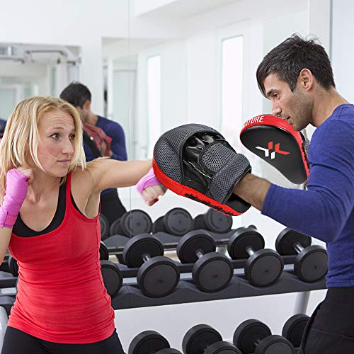 Xnature Essential Curved Boxing MMA Punching Mitts Boxing Pads Hook & Jab Pads MMA Target Focus Punching Mitts Thai Strike Kick Shield a Pair