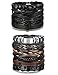 LOYALLOOK 6pcs Leather Bracelet for Men Cuff Bracelet Set Adjustable