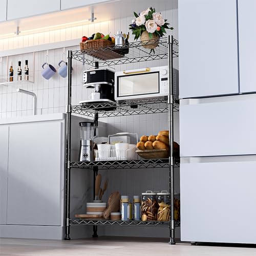 M MZG 4 Tier Heavy Duty Steel 4 Tier Storage Shelving Unit Wire Organizer for Home Kitchen Office 35x75x120.5cm