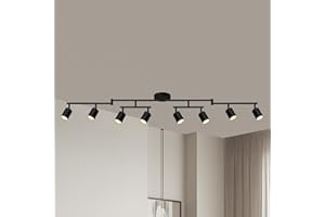 AUQUEE 8 Light Track Lighting Fixtures Ceiling, Matte Black Kichen Track Lighting Fixtures, Rotatable Light Heads, Adjustable Modern LED Track Lights for Kitchen/Hallway, No GU10 Bulb