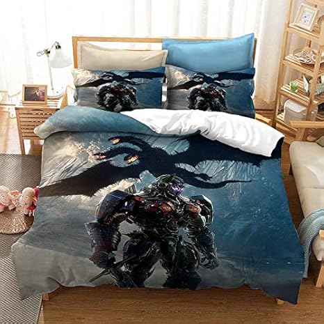 Amazon Com Siyarar Transformer Duvet Cover Bedding Sets For Kids Bedroom Decor Optimus Prime Decepticons Comforter Cover Set Twin Size T6 Home Kitchen