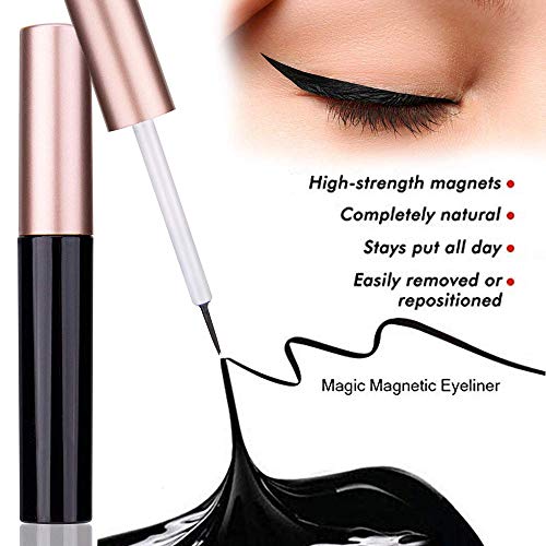 Magnetic Eyeliner With Magnetic Eyelashes, Waterproof Magnetic Liquid Eyeliner With 3 Pair Different style Long Lasting Magnetic False Eyelash,Natural Look,With Tweezers
