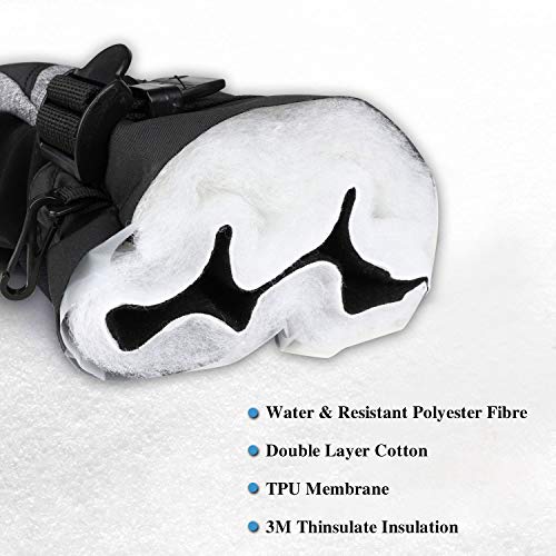 AMH Skiing & Snowboard Gloves for Winter Outdoor Activities, Warm 3M Thinsulate Gloves, Waterproof & Windproof with Touch Screen Design for Cold Weather, Fit Men & Women [Size L]