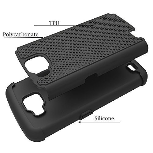 LG X Calibur Case, LG X Venture Case, OEAGO [Shockproof] [Impact Protection] Hybrid Dual Layer Defender Protective Case Cover for LG X Calibur / LG X Venture - Black - Thumbnail 4