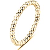 Savlano 925 Sterling Silver Ball Stackable Ring Band - 18K Gold Plated Ring for Women - Made in Italy Comes Gift Box