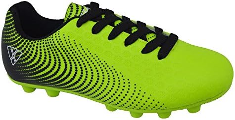 Vizari Stealth FG Soccer Shoes | Firm Ground Outdoor Soccer Shoes for Boys and Girls | Lightweight and Easy to wear Youth Outdoor Soccer Cleats | Green/Black | Little Kid