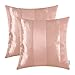 CaliTime Pack of 2 Cushion Covers Throw Pillow Cases Shells for Couch Sofa Home Decoration Modern Shining & Dull Contrast Striped 18 X 18 Inches Dusty Pink