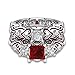 WensLTD Clearance! 2-in-1 Womens Vintage White Diamond Silver Engagement Wedding Band Ring Set (#8, Red)