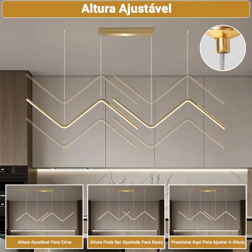 Lustre Sala de Jantar, Lustre Sala, Lustre Pendente, Pendente, Pendente Sala de Jantar, Lustres e Luminarias para Sala, Linear Onda Luminária, Luminária Pendente Ajustável