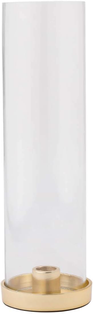 Hurricane Taper Candle Holder - Clear Glass Chimney with Brass Base, 12 Inch Tall, 3 Inch Diameter Tube, Wedding Table Centerpiece, Fits Standard Tapered Candlesticks: Kitchen & Dining