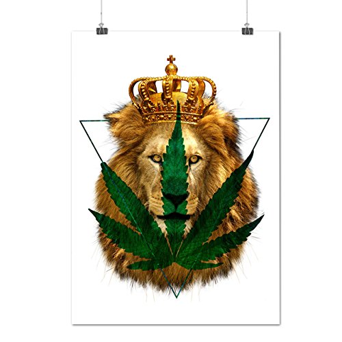 Lion King Moon Weed Rasta Triangle Matte/Glossy Poster A3 (42cm x 30cm) | Wellcoda