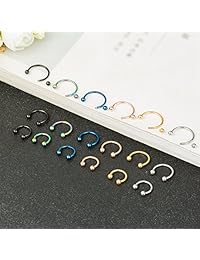 REVOLIA 18   30 piezas 16 G 316L Acero Inoxidable Nariz Anillos Cartílago Oído Septum Piercing Helix Tragus Herradura 0.236   0.551 in, acero inoxidable, SBPR18-18pcs