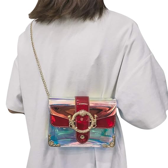 FENICAL Crossbody Bags Holographic Messenger Bag Clear Summer Beach Bag for Woman Girl
