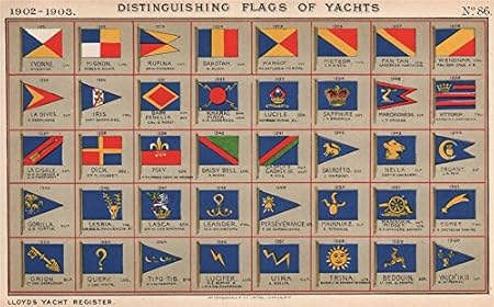 Yacht Drapeaux Bleu Et Jaune Bleu Rouge Jaune 1902