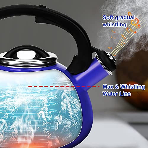 Whistling Tea Kettle, AIDEA 2.3 Quart EnamelonSteel Tea Kettle