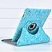 Ctech 360 Degrees Rotating Stand (Blue) Stylish Embossed Flowers Case for iPad 3 / The New iPad (3rd Generation) /iPad 2, Supports Smart Cover Wake/Sleep Function