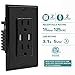 WEBANG USB Wall Outlet Black 3.6A Dual High Speed USB Charger Electrical Outlet 15Amp/125V Receptacle 2 Pack Wall Plate Screw Included