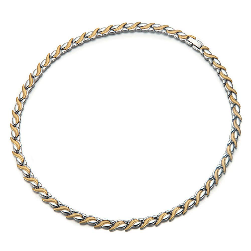 Gold Silver Titanium Steel Therapy Chain Necklace for Neck Arthritis Headaches Pain
