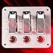 Pilot Automotive PL-SW53CR Performance 3 Row Chrome Safety Cover Toggle Switch with Red Indicator Lights