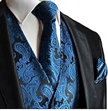 Black and Blue Paisley Tuxedo Vest Set