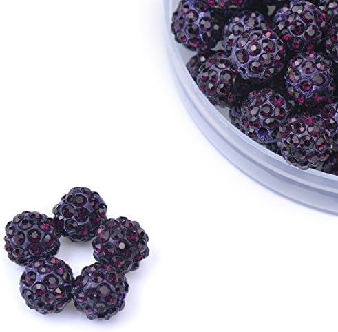 iCherry(TM) 8mm 100pcs/Lot Purple Clay Pave Disco Ball for Rhinestone Crystal Shamballa Beads Charms Jewelry Makings