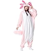 Supodon Adult Onesie Axolotl Costume Pajamas Unisex Cosplay Animal Sleepwear Halloween Jumpsuit Gifts for Men Women
