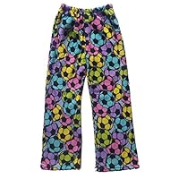 Confetti and Friends Fuzzy Plush Pajama Pants - Rainbow Soccer - Junior