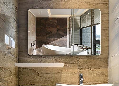 LINSGROUP Dimmable Vanity Bathroom Home/Office LED Lighted Mirror Hanged Two-Way Frameless Backlit Wall Mirror Anti-Fog with Touch Button (36"X28", White Light 4)
