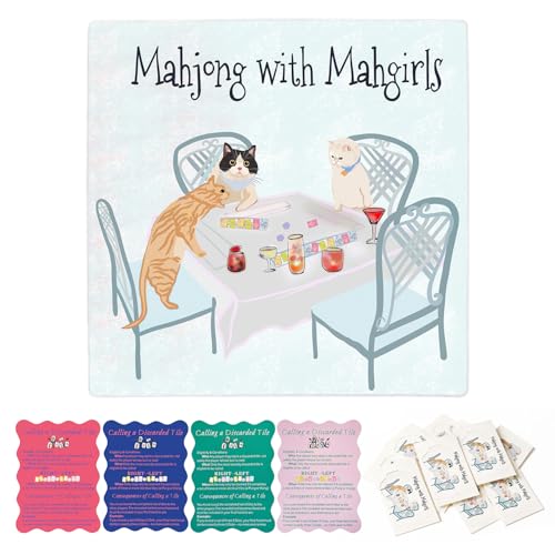 ZWFCGMMBC 31.5in Large Blue Mahjong Mat,Anti-Slip, Noise-Reducing Table Cover for Mahjong, Poker, Board Games,with 4 Mahjong Shuffle Cards with Rules and 25 Scratch Off Crads Mahjong Party Supplies at Amazon