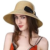 Siggi Womens UPF Packable Straw Sun Hat Wide Brim Summer Breathable 56-59CM