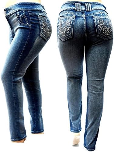 Jack David/Handcrafted Women's Plus Size Stretch Premium Blue Black Denim Jeans Slim Bootcut Skinny Pants