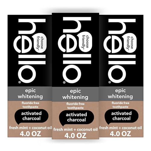 hello Epic Whitening Activated Charcoal Fluoride Free Toothpaste, 3Pk, 4 oz