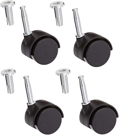 Just Accessories Twin Nylon Wheel Castors 40mm 25Kg Socket Grip 4 Pack