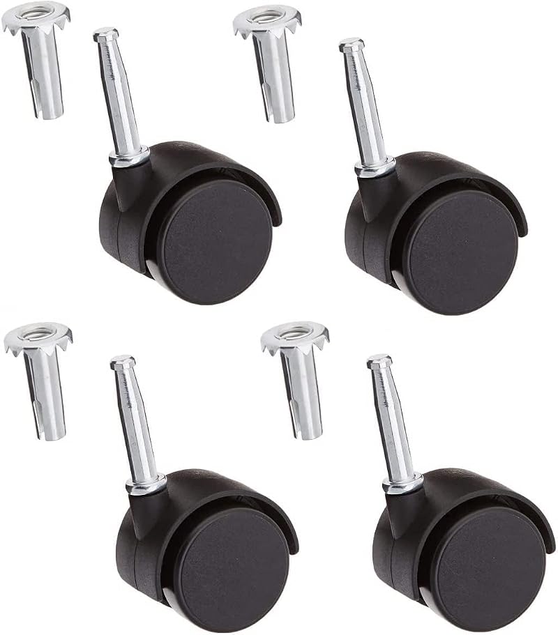 Just Accessories Twin Nylon Wheel Castors 40mm 25Kg Socket Grip 4 Pack