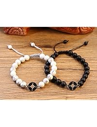 COAI - Pulseras para parejas de piedra de ónix de larga distancia