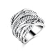 Mytys Silver Wide Statement Rings Vintage Cable Wire Crossover Band Rings for Women Men 20mm Wide