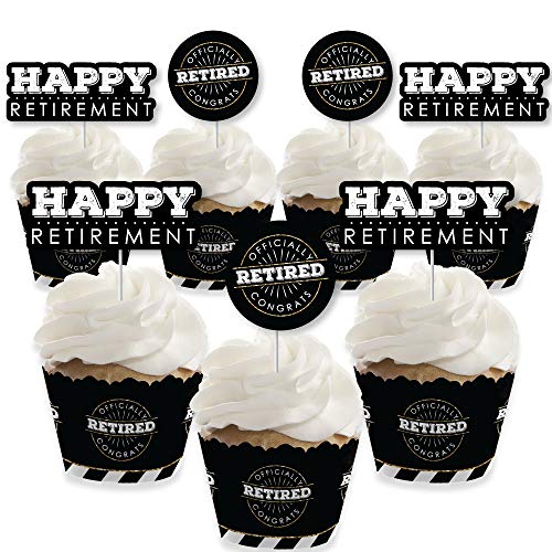 printable happy retirement cupcake toppers black gold etsy retirement cupcake toppers