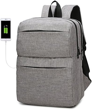 Riavika Laptop Backpack with USB Charging Port Lightweight School Bag Business Computer Bag-Gray