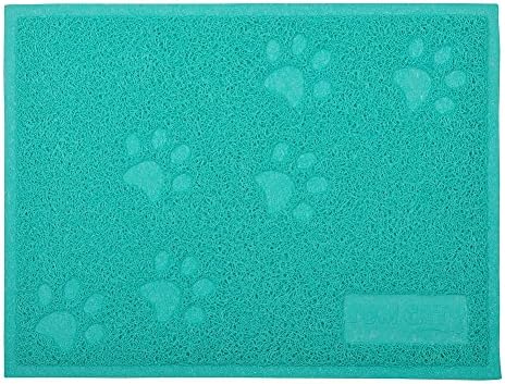 Cat Litter Box Debris Catcher Mat,Kitty Scatter Control Rug,16x12 Inches,2 Colors Available (Turquoise)