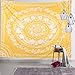 Simpkeely Sketched Floral Medallion Tapestry, India Yellow Wall Art Mandala Bohemian Hippie Wall Hanging Tapestries for Dorm Home Decoration 59” x 59”-Yellow