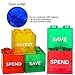 Colorful Stacking Block Coin Bank for Kids - Helps Kids Save, Share, Give and Invest - Transparent Plastic Bank Shows Cash Inside - Teaches Good Money Habits - Perfect As Kids Birthday Presents