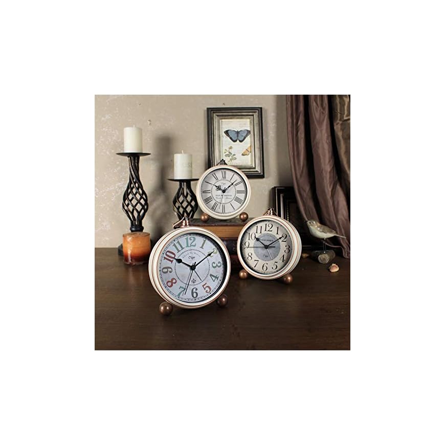 JUSTUP Silent Table Clock ,5.2 in Retro Vintage NonTicking Desk Table