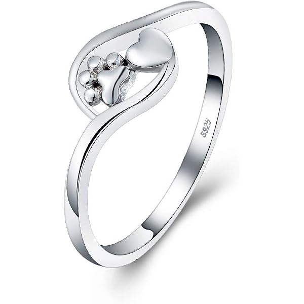 Dainty Dog Paw Print Ring - High Polish .925 Sterling Silver Pet Lover Jewelry - View #2