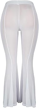 sheer mesh flare pants