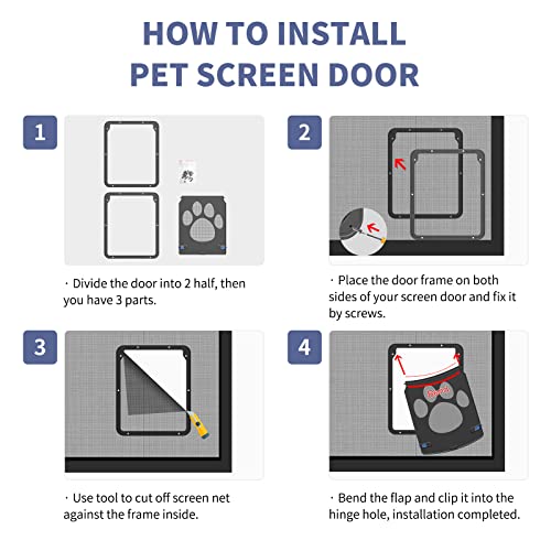 PETLESO Dog Door for Screen Door, Cat Door Screen Small Dog Door Insert